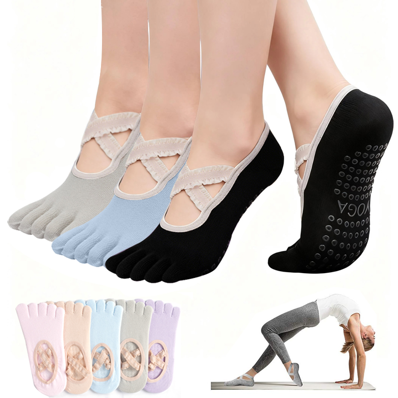 Yoga Mat - Rutschfeste Damen-Pilates-Socken mit Spitzenbandage, Yoga-Socken, Sport-Fitness-Atmungsaktive