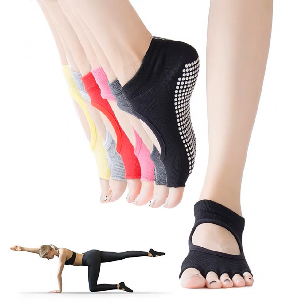 Yoga Mat - Rückenfreie Fünf-Zehen-Yoga-Socken, offene, atmungsaktive Fitness-Sportsocken für